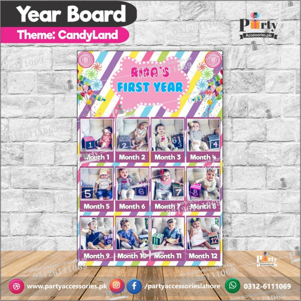 Customized Month wise year Picture board in Candy-land theme (year board)