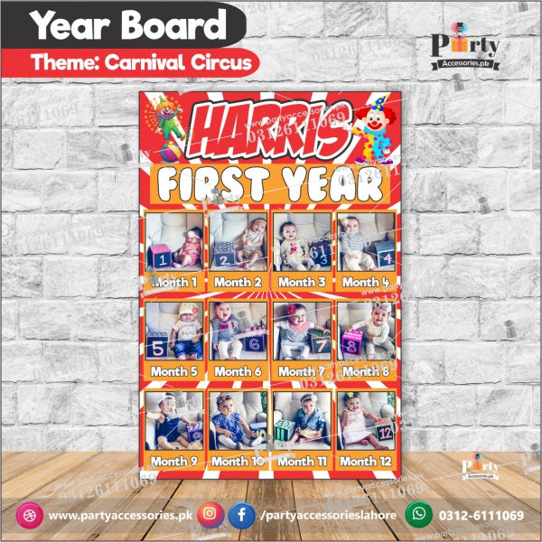 Customized Month wise Picture board in Carnival Circus theme (year board)