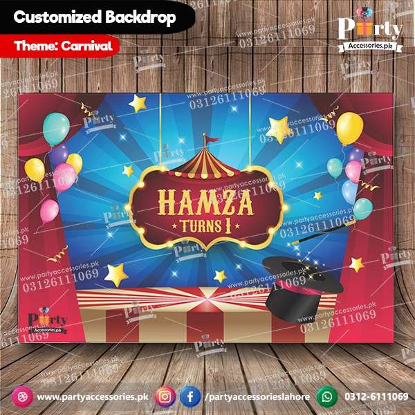 Customized Carnival Circus Theme Birthday Party Backdrop
