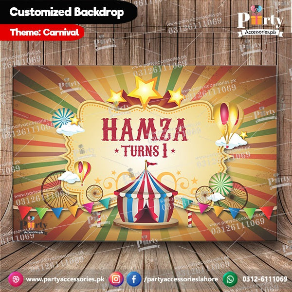 Customized Carnival Circus Theme Birthday Party Backdrop