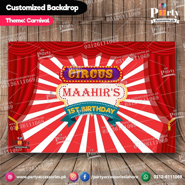 Customized Carnival Circus Theme Birthday Party Backdrop