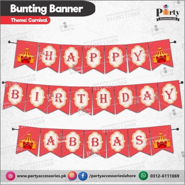 Customized Carnival Circus theme Birthday Bunting Banner for Birthday