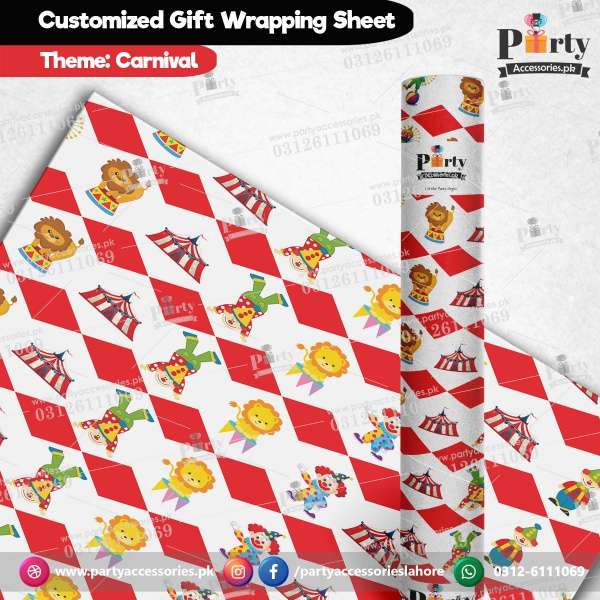 Gift wrapping sheets for Carnival Circus theme birthday party