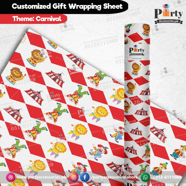 Gift wrapping sheets for Carnival Circus theme birthday party