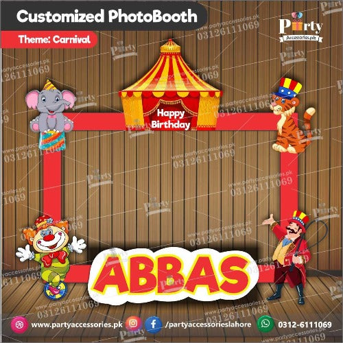 Customized Photo Booth / selfie frame for Carnival Circus theme birthday party