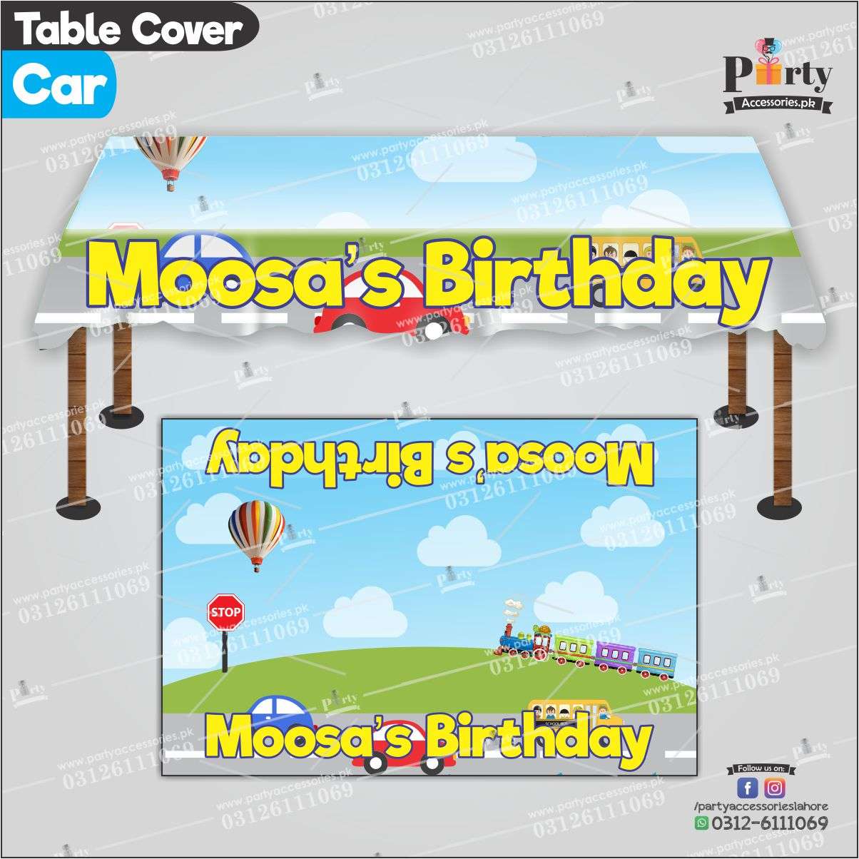 Customized Cars Theme Birthday table top sheet