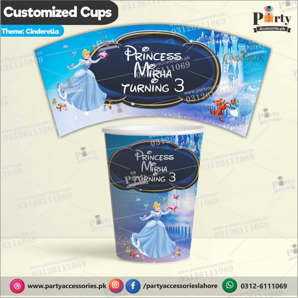 Customized disposable Paper CUPS for Cinderella theme party
