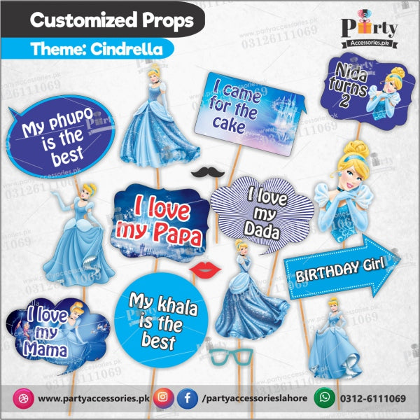 Customized props set for Cinderella theme birthday party