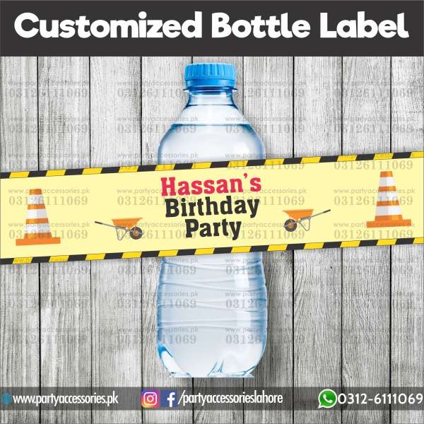 Construction theme Customized Bottle Label wraps for table decoration