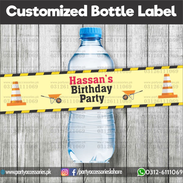 Construction theme Customized Bottle Label wraps for table decoration