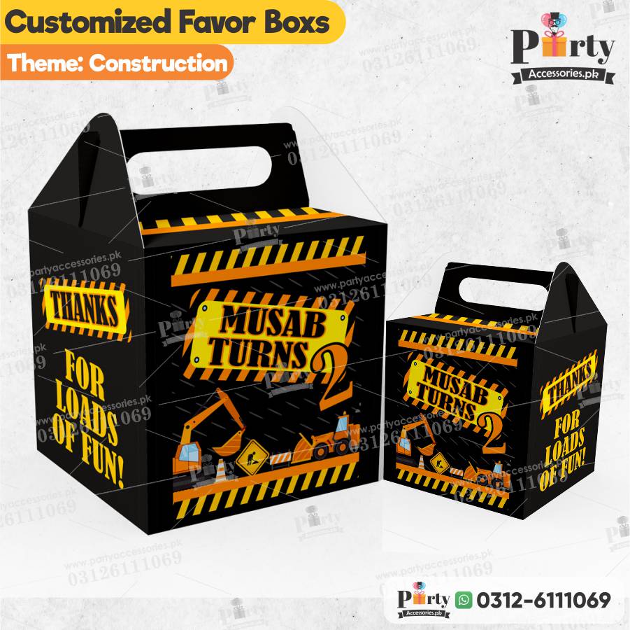 Customized Construction theme Favor / Goody Boxes