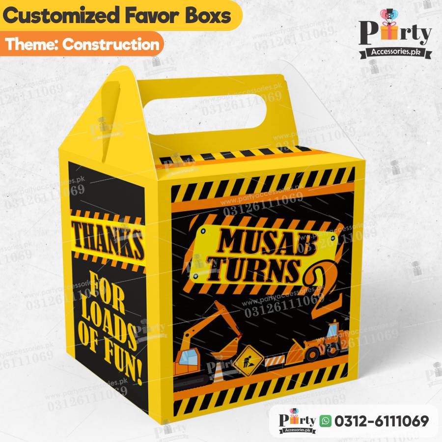 Customized Construction theme Favor  Boxes
