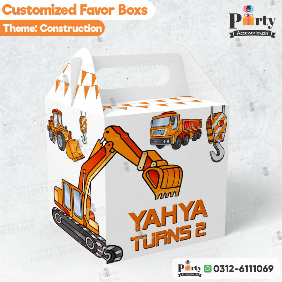 Customized Construction theme Goody Boxes