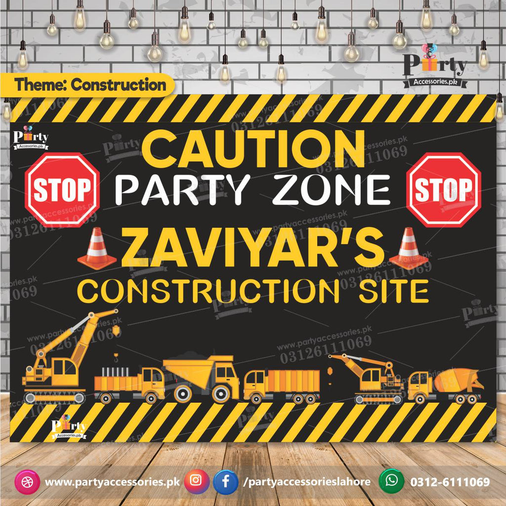 Construction theme Birthday Party customized Backdrop