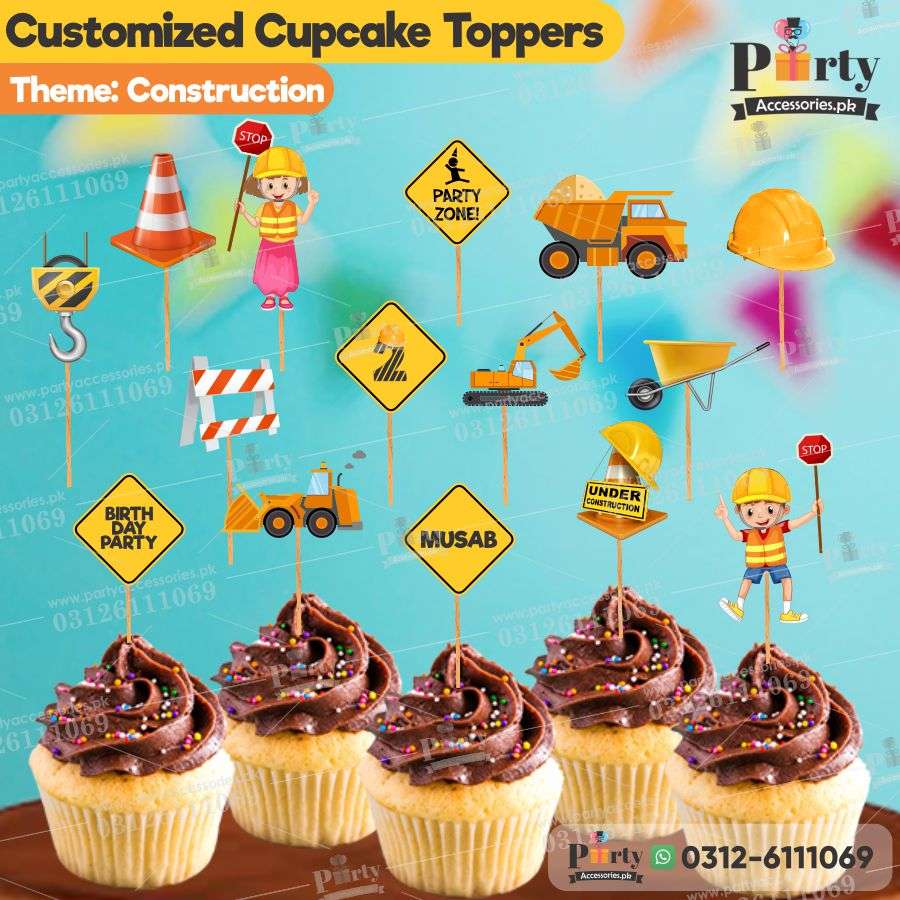 Construction Cupcake Toppers 18 PCS Construction Cake Toppers