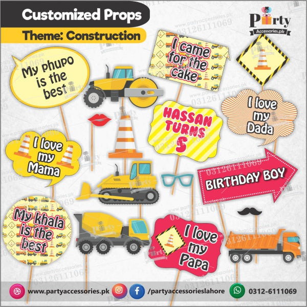 Customized props set for Construction theme birthday party