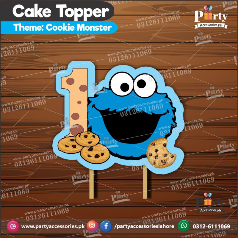 Cookie Monster theme birthday cake topper customized on cardCookie Monster theme birthday cake topper customized on card