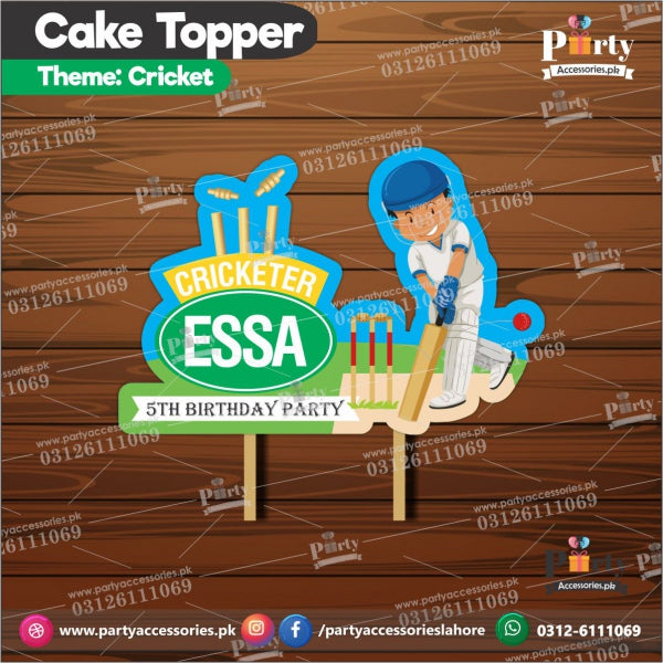 Cricket theme birthday cake topper customized on card