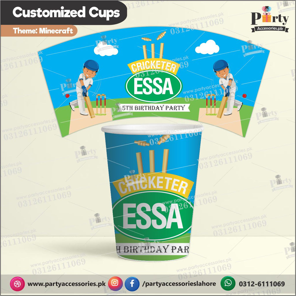 Customized disposable Paper CUPS for Cricket theme party