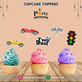 Two Fast theme birthday cupcake toppers set cutouts