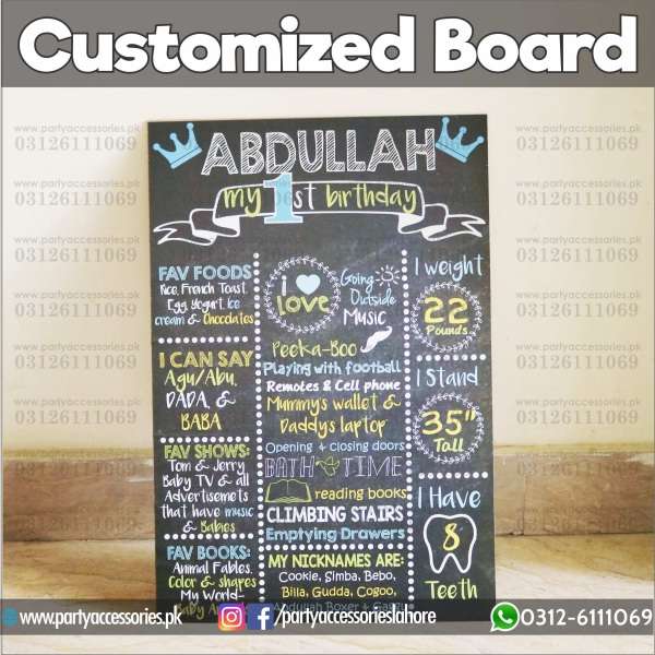 Customized Little Man theme first birthday Fact board / Milestone Board