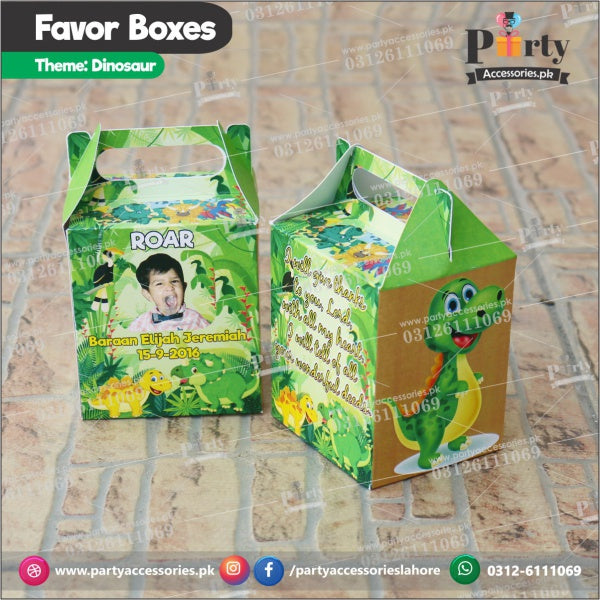 Customized Dinosaur theme  Favor / Goody Boxes with handle