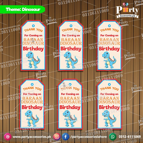 Customized Gift / Thank you tags in Dinosaur theme