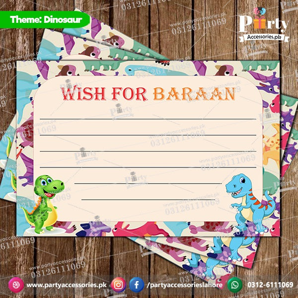 Customized wish cards in Dinosaur theme 