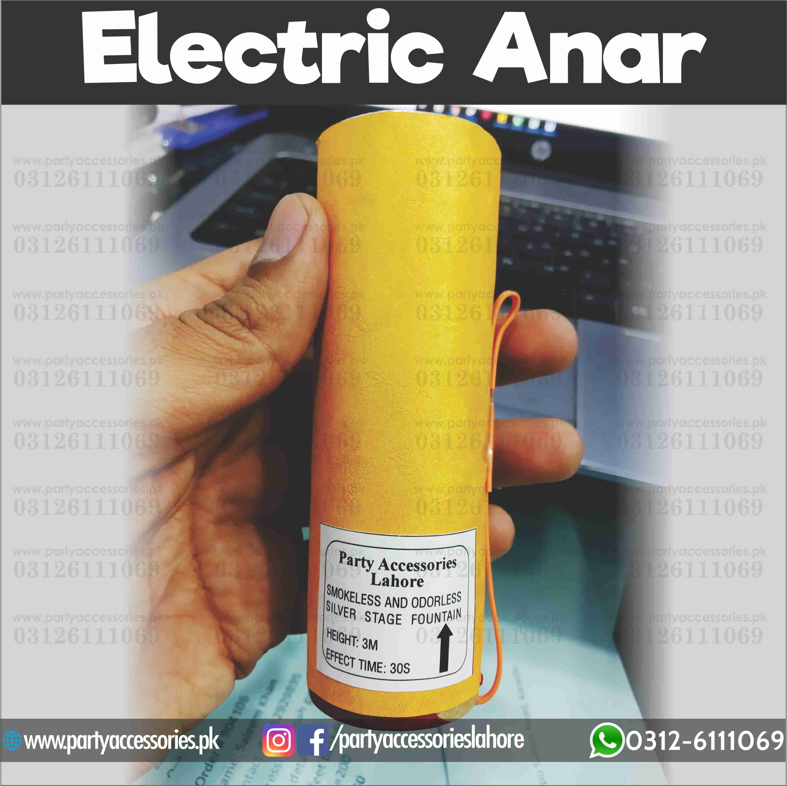 Smokeless electric anaar pyro fountain