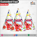 Customized caps in elmo theme birthday party