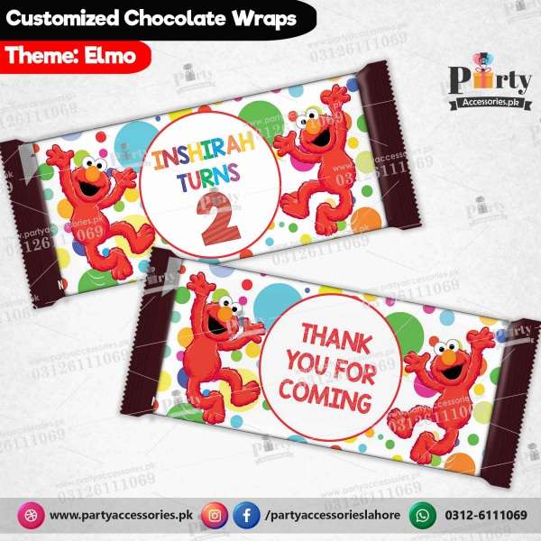 Customized elmo theme chocolate wraps
