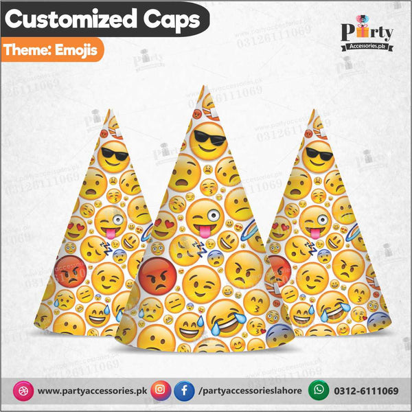 Customized Cone shape caps for Emoji theme birthday party