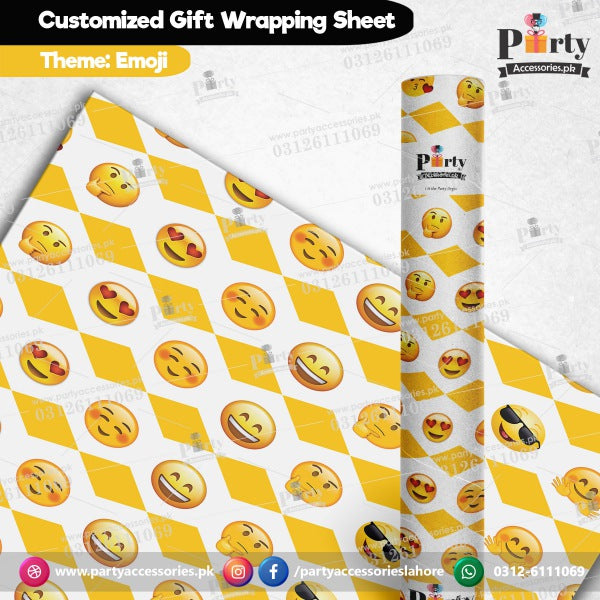 Gift wrapping sheets for Emoji theme birthday party