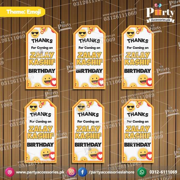 Customized Gift tags / Thank you tags in Emoji theme for Birthday Parties