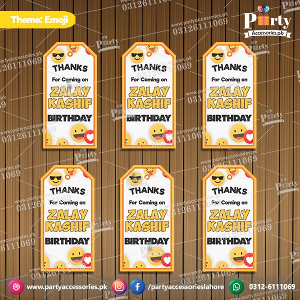 Customized Gift tags / Thank you tags in Emoji theme for Birthday Parties