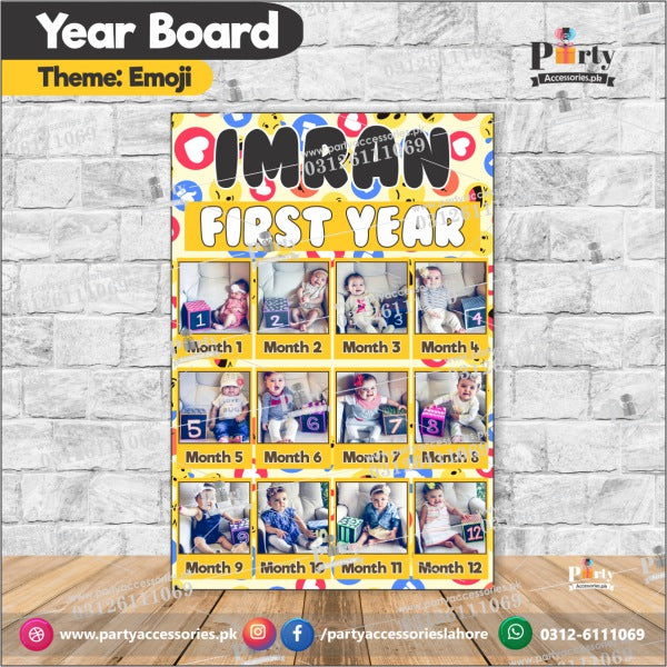 Customized Month wise year Picture board in Emoji theme (year board)