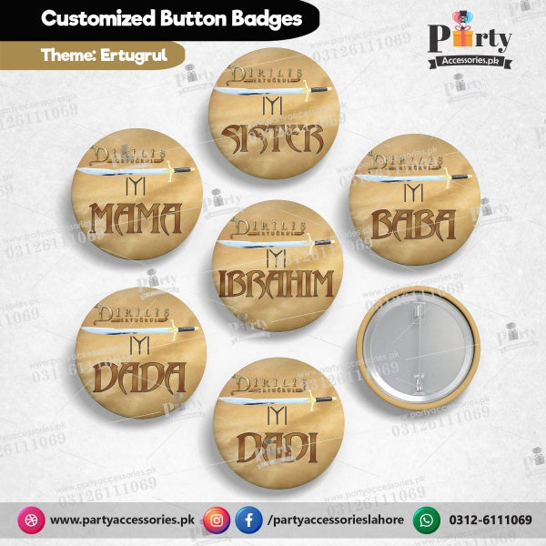 Customized Ertugrul theme button badges for birthday parties