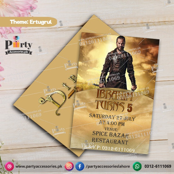 Customized Ertugrul theme Party Invitation Cards for birthday parties