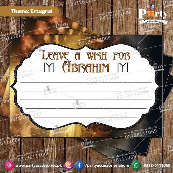 Customized Ertagrul theme Party wish Cards