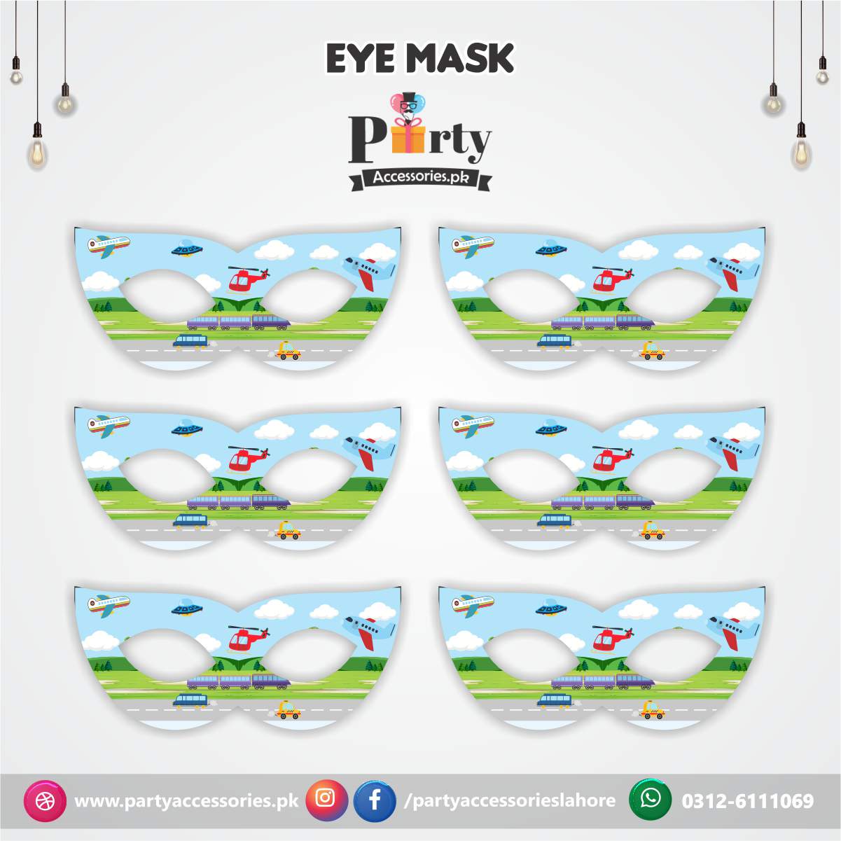 Transport theme face masks for Birthday