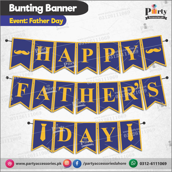 Fathers day decorations | Happy Father's day Wall decoration Bunting Banner in elegant blue