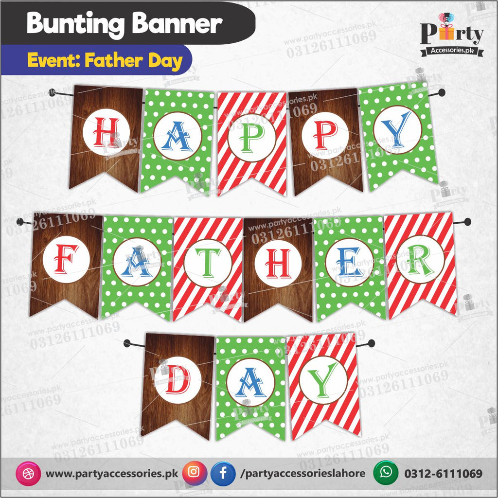 Fathers day decorations | Happy Father's day Wall decoration Bunting Banner in elegant multi shades