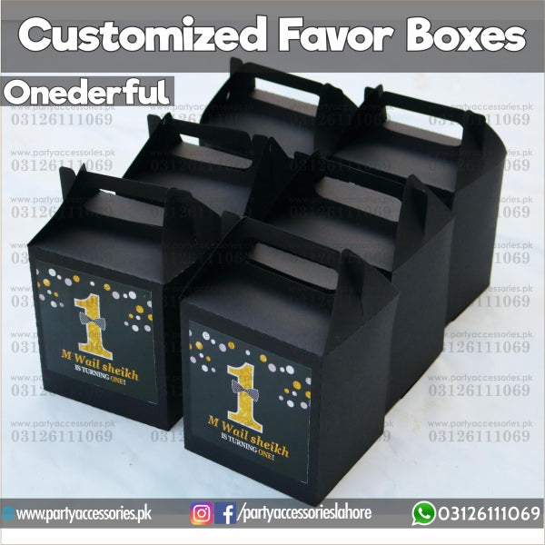 Customized OneDerful theme Favor / Goody Boxes for birthday Parties