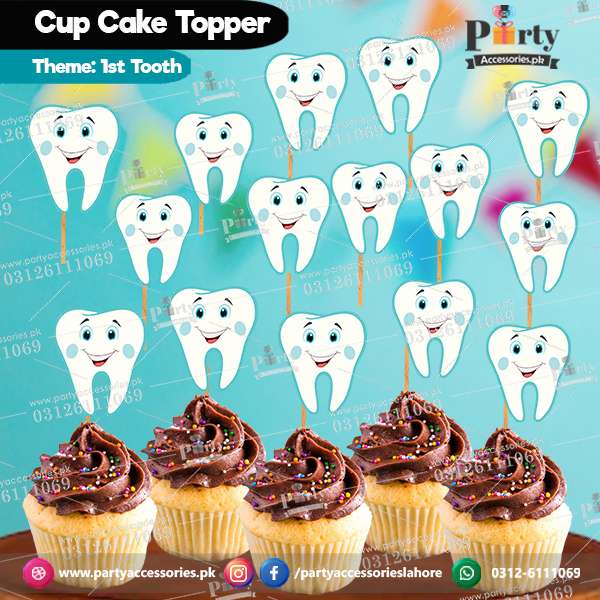 Cupcake toppers for the First tooth Party Celebration pinterest  table decor