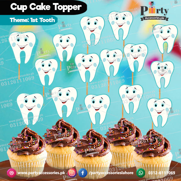 Cupcake toppers for the First tooth Party Celebration pinterest  table decor