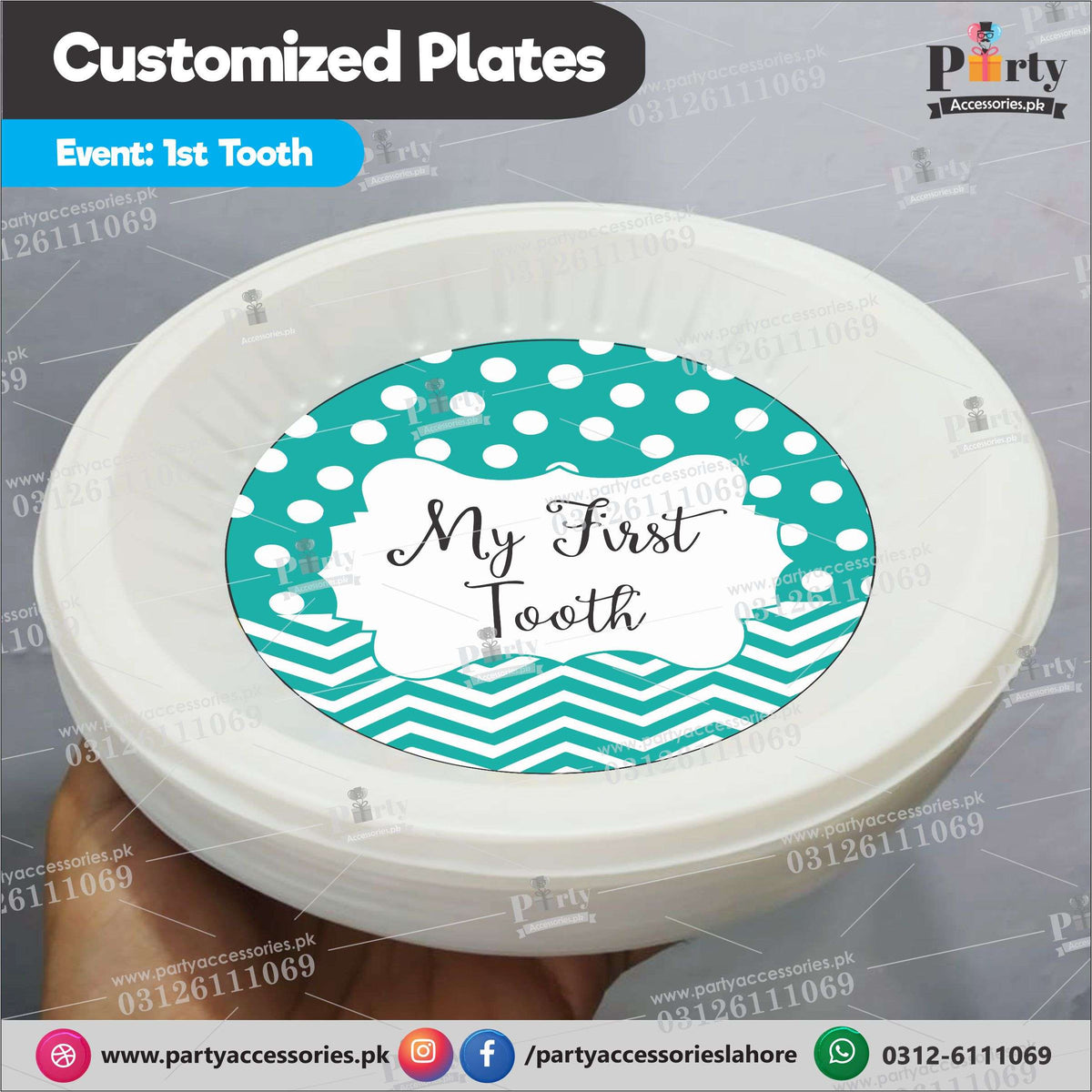 Plates for First tooth theme party table decor 