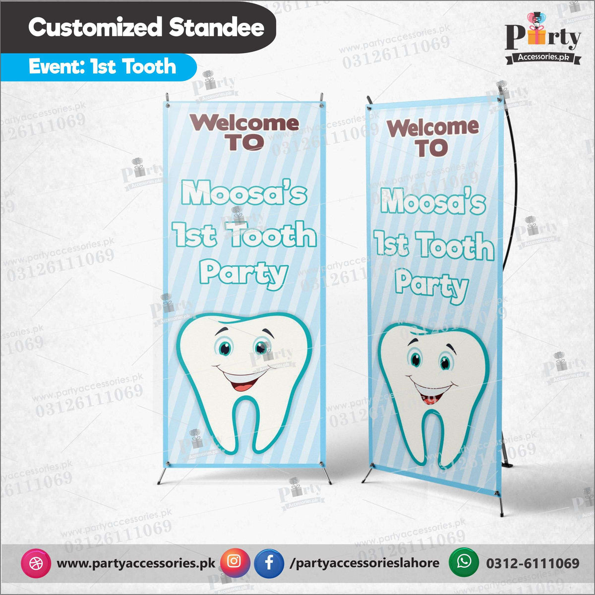 Welcome standee for First tooth theme Party Celebration
