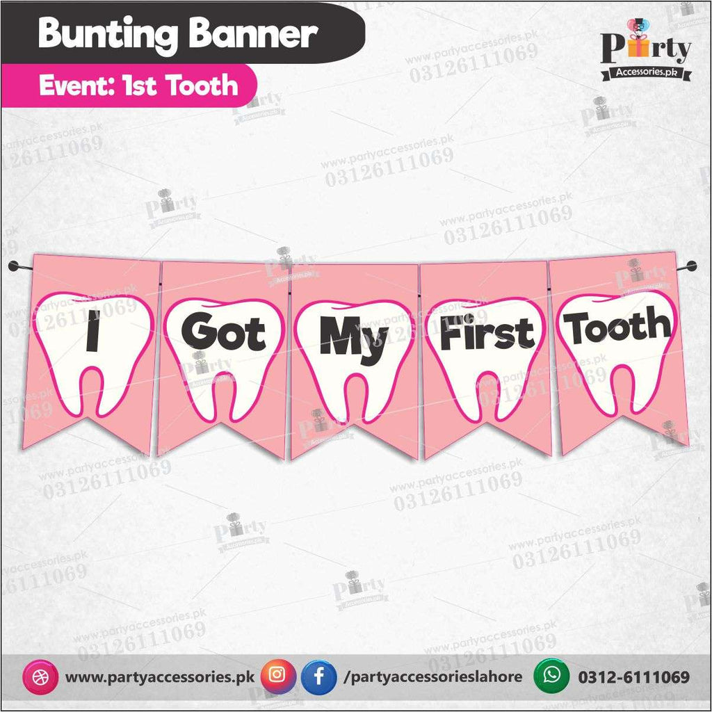 First Tooth Bunting banner for Party Decoration