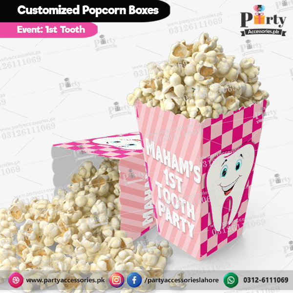 Customized Popcorn Boxes for first tooth celebration Table