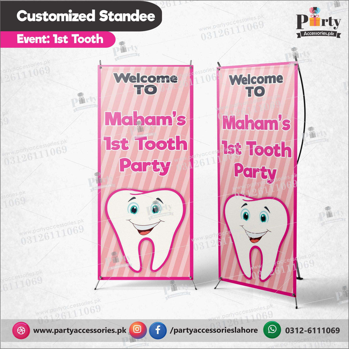 Customized Welcome standee for First tooth Party Celebration
